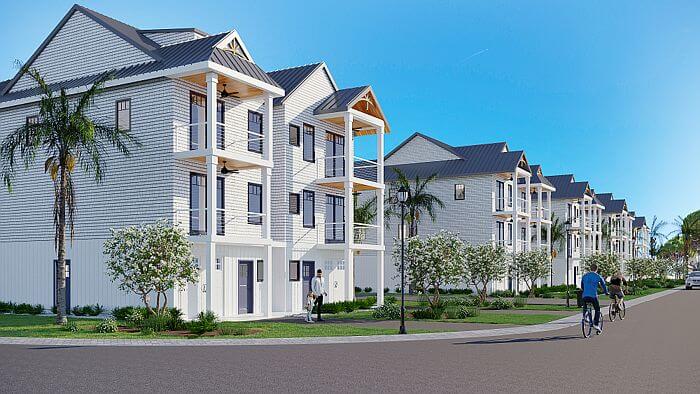 Townhome exterior 3d rendering