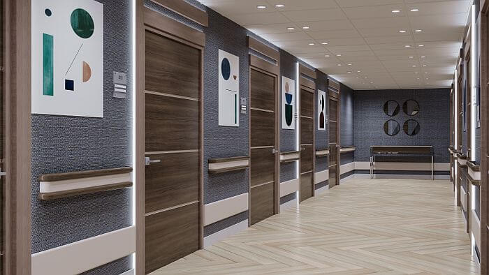 Office hallway interior 3d rendering