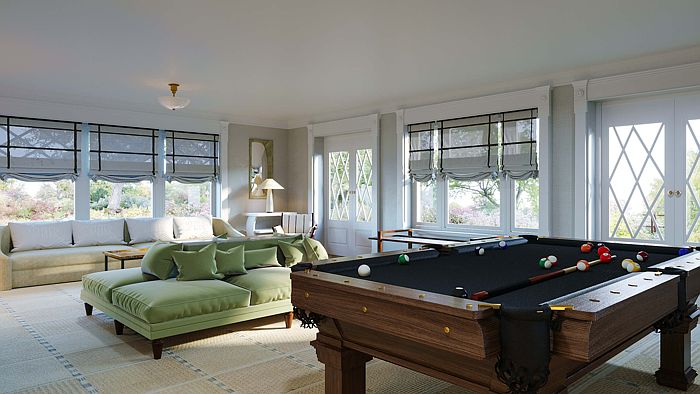 Luxary living room interior with pool table